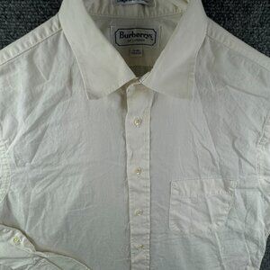 Burberrys London Long Sleeve Button Up Shirt 16 34 Cotton USA Made Ivory